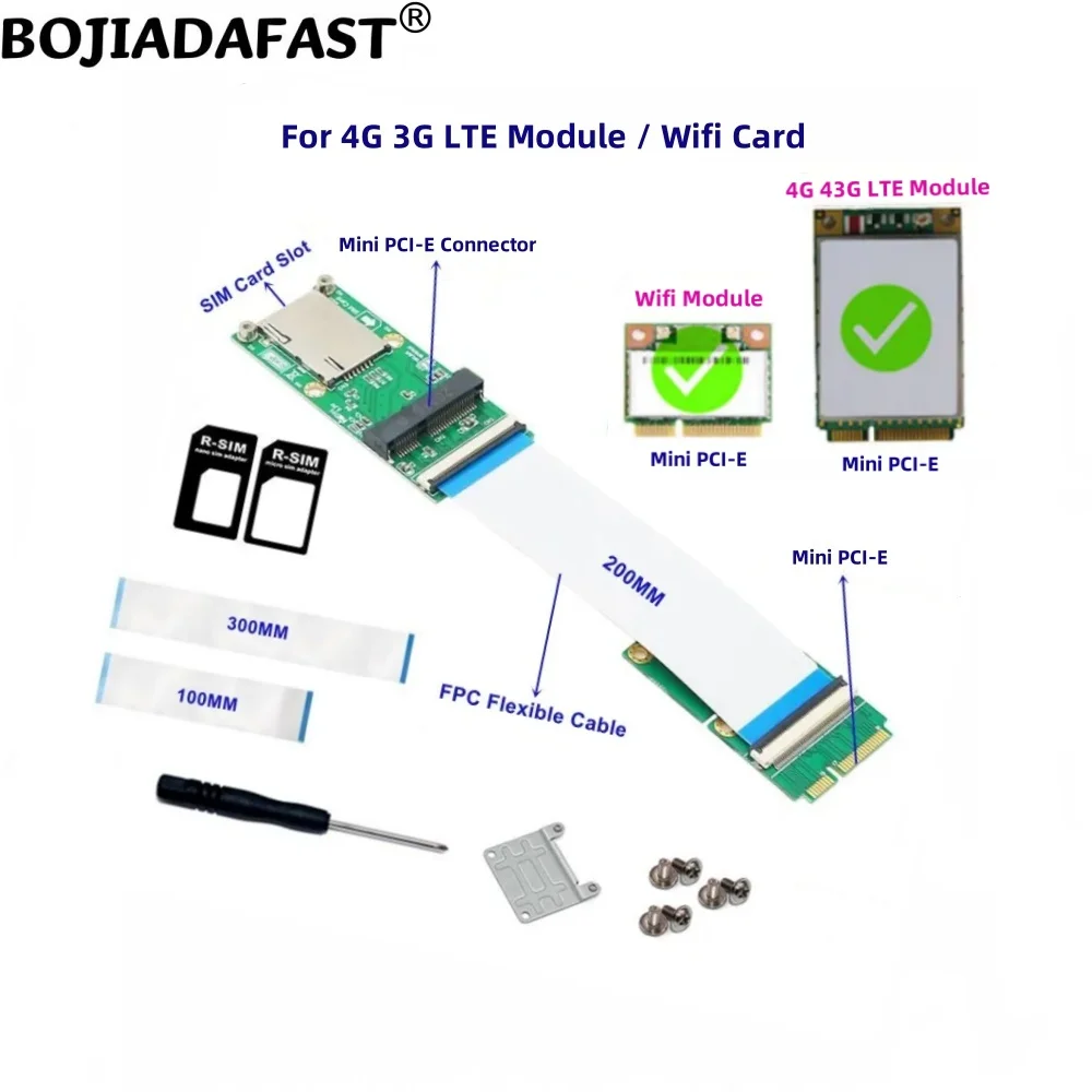 Беспроводной адаптер Mini PCI-E MPCIe с 1 слотом для SIM-карты, кабель FPC для модуля 4G LTE WWAN, модема/карта Wi-Fi