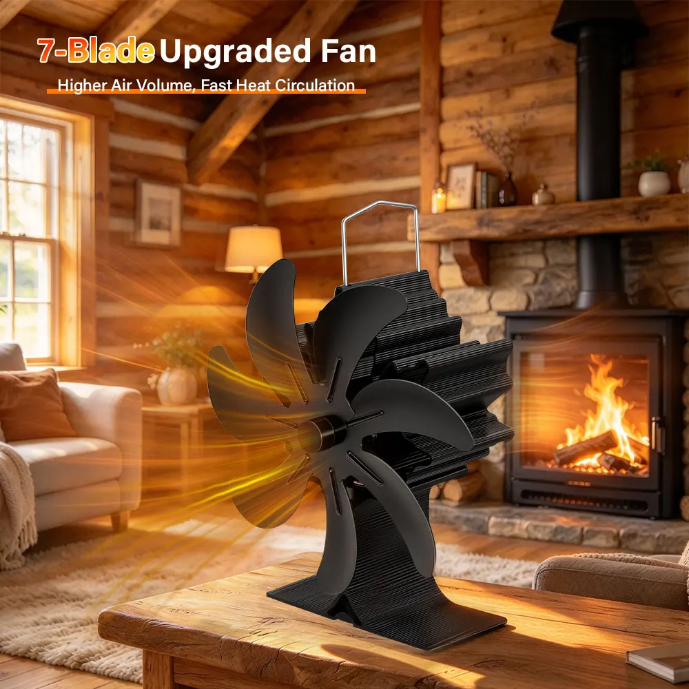 7 Blades Stove Powered Fireplace Fan Log Wood Burner Aluminum Alloy Eco-Fan Quiet Home Warm Efficient Heat Distribution tools