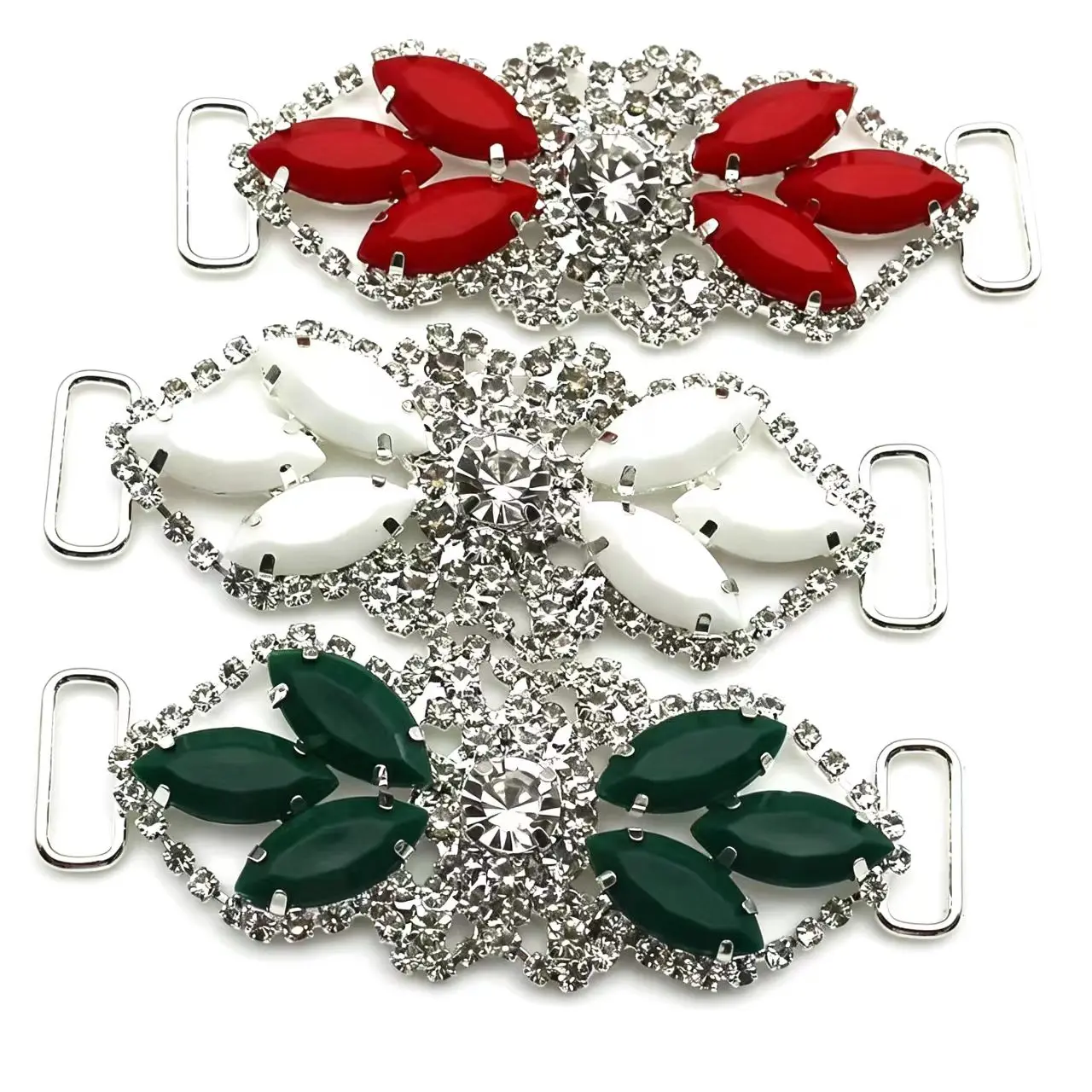 2 Pieces Multicolored Crystal Rhinestone Bikini Buckle 69mm×26mm Alloy Rhinestone Connector Clasp Swimwear Decorative Accessori