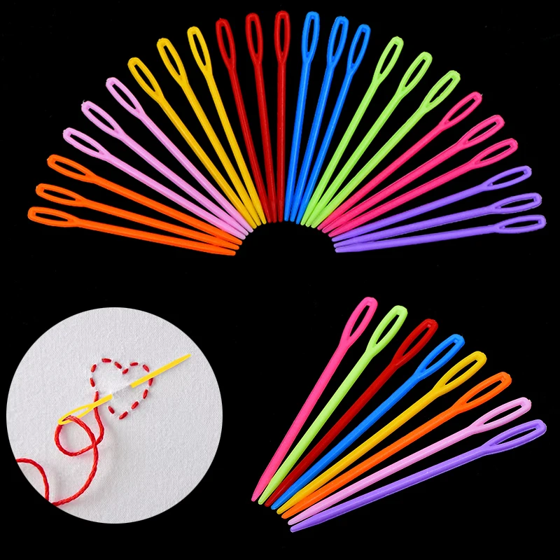 80/160PCS Bulk Pack Colorful Large Eye Stitching Needle Durable Plastic Blunt Tip Sewing Supplies Yarn Knitting Weaving Prop ZYF