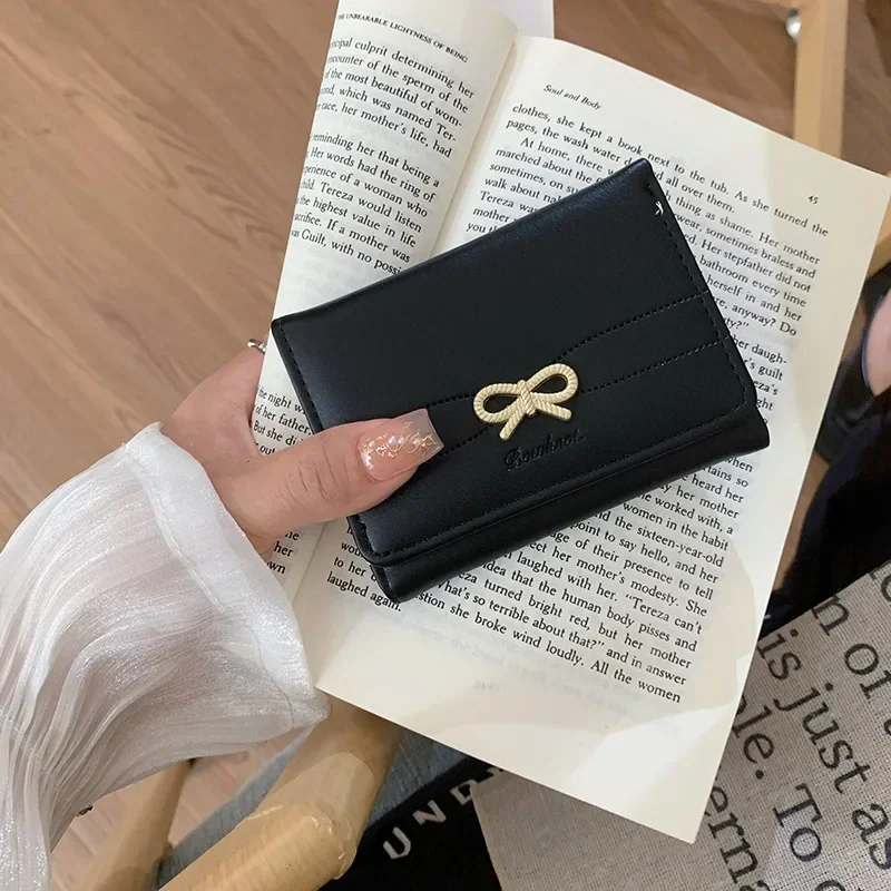 1 Piece Chic Elegant Style Card Wallet for Women Fashion Simplicity Bow Photocard Purse Student Portable Travel Purse Wallet