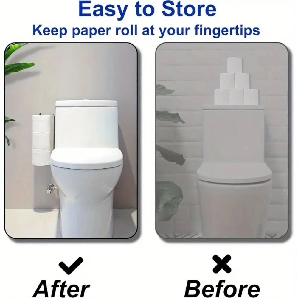 

Durable Wall Mounted Toilet Paper Holder Metal No Drill Bathroom Organizer Tissue Rack for Toilet Vanity Storage