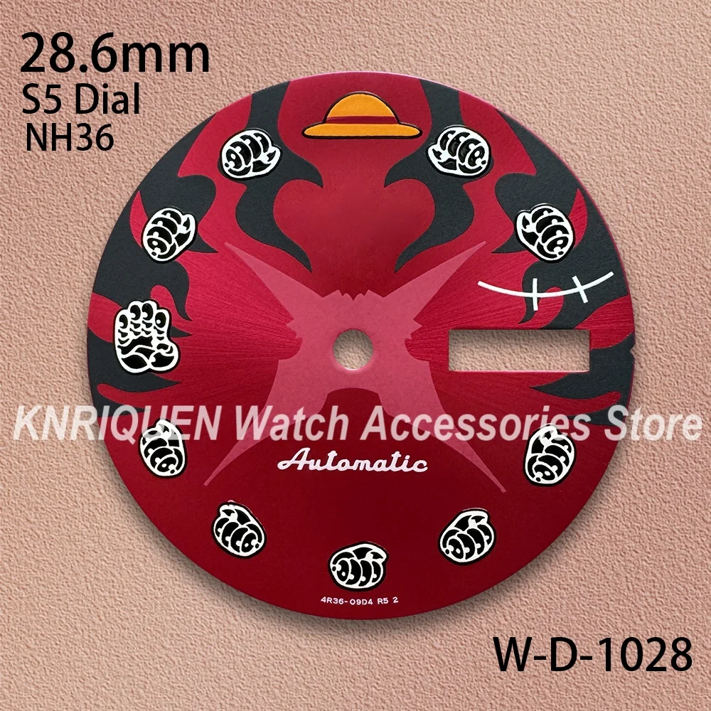 

28.6mm High Quality S5 Logo Dial Cartoon Straw Hat Dial Suitable NH36 Automatic Movement Watch Modification Accessories
