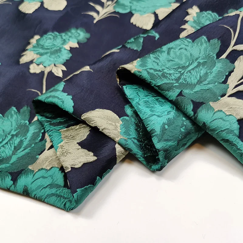 European American Jacquard Brocade Fabric Fashion Three-dimensional Rose Swing for Dress Windbreaker Custom Diy Sew by Meter