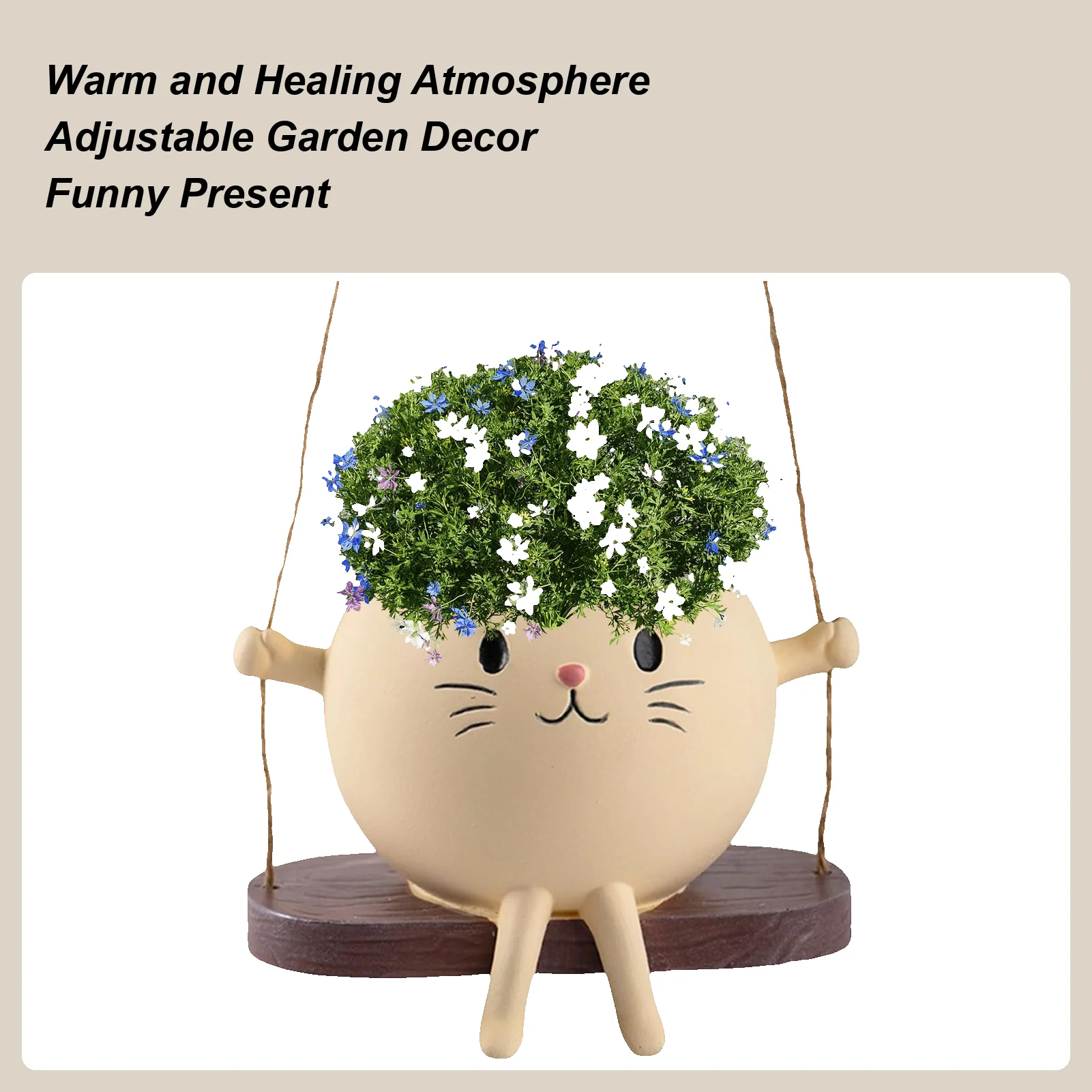 

Swing Planter Pot Cat Rocking Chair Resin Outdoor Flower Pots Home Art Decoration Flowerpot For Porch Entrance Living Room