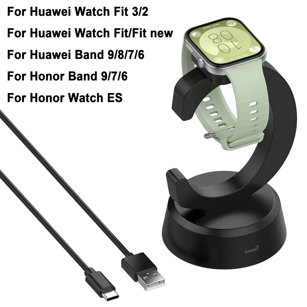 C Shaped Vertical Charger Power Adapter Bracket Station Charging Dock Charger Stand for Huawei Watch Fit 3 2 1/Huawei Band 9 8