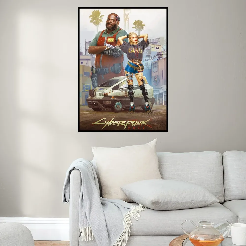 Game C-Cyberpunk Cool 2077 Poster Prints Wall Painting Bedroom Living Room Decoration Office Small