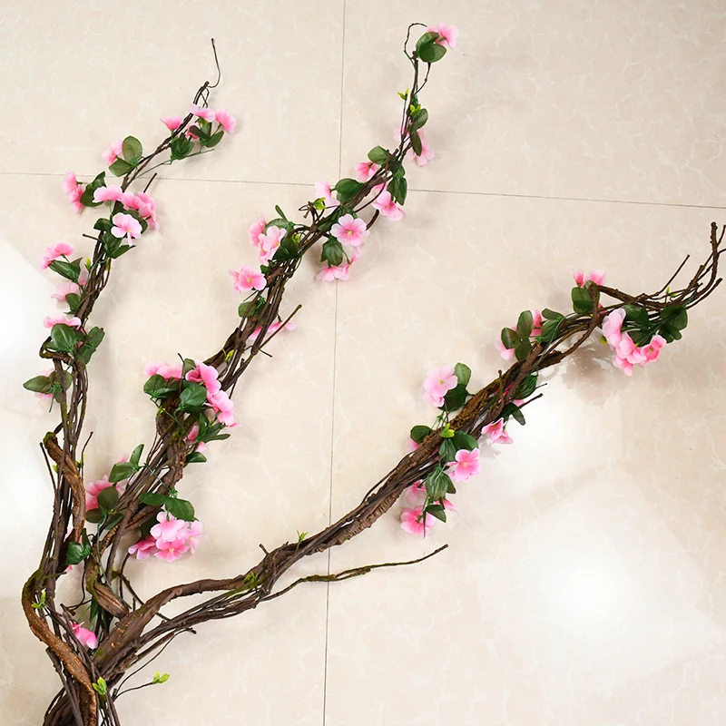 

1pc Artificial Fake Plants Tree Twigs Liana Wall Hanging Rattan Trunk Cherry Branches Flexible Vines Garden Wedding Decoration