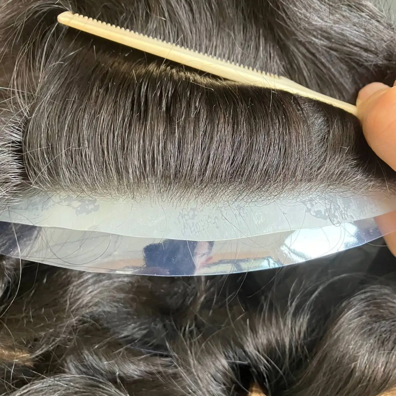 Breathable Australia Lace&PU Base Men's Toupee Silk Straight 30mm Wave Undetectable Poly Skin Super Natural Hairline Human Hair