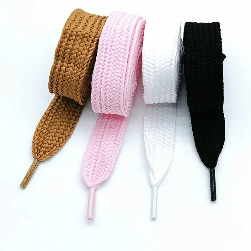 2CM Wide Flat Polyester Shoelaces, 2Pairs Oversized Replacement Shoe String for Campus Sneakers Skate Trainers 100/120/140/160CM