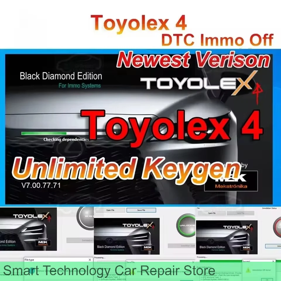 New ToyoLex 4/3 with Unlimited Keygen No Need KEYGEN for Lexus Denso Mascheramento DTC Disable Funziona for Kess Ktag Denso IMMO