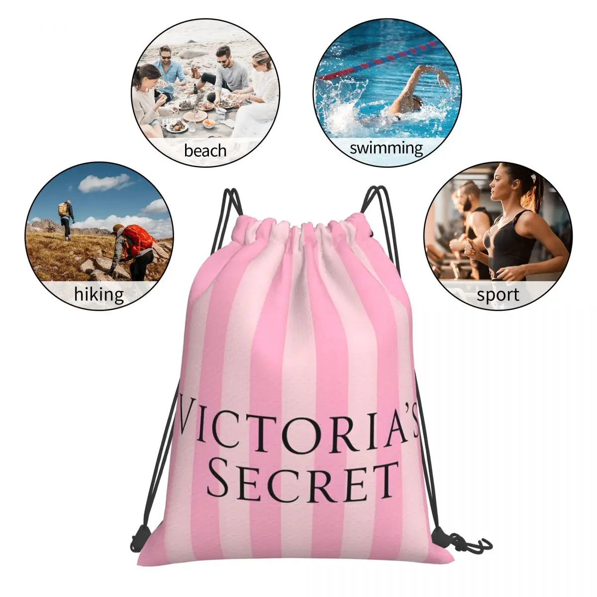 Love-Victoria-S-Secret Sports Drawstring Backpack Sport Fitness Travel Outdoor Sackpack Women And Men Large Capacity Gym Bags