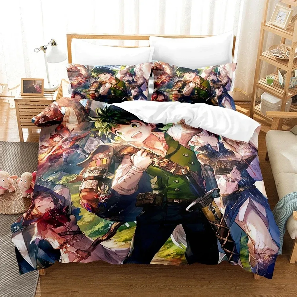 Zestaw pościeli z nadrukiem 3D Anime My Hero Academia Poszwa na kołdrę Zestaw poszewek na kołdrę Poszewka na poduszkę Kołdra king Queen Size Boys Adult