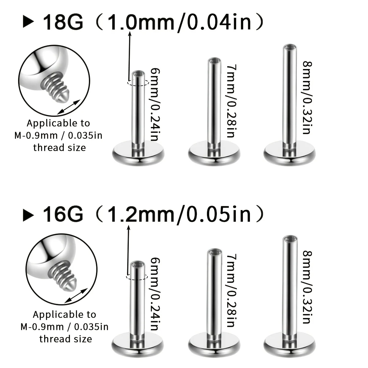 10pcs Titanium G23 Nose Ear Bone Studs Body Piercing Jewelry Suitable for Cartilage Classic Punk Earrings Daily Wear Accessories