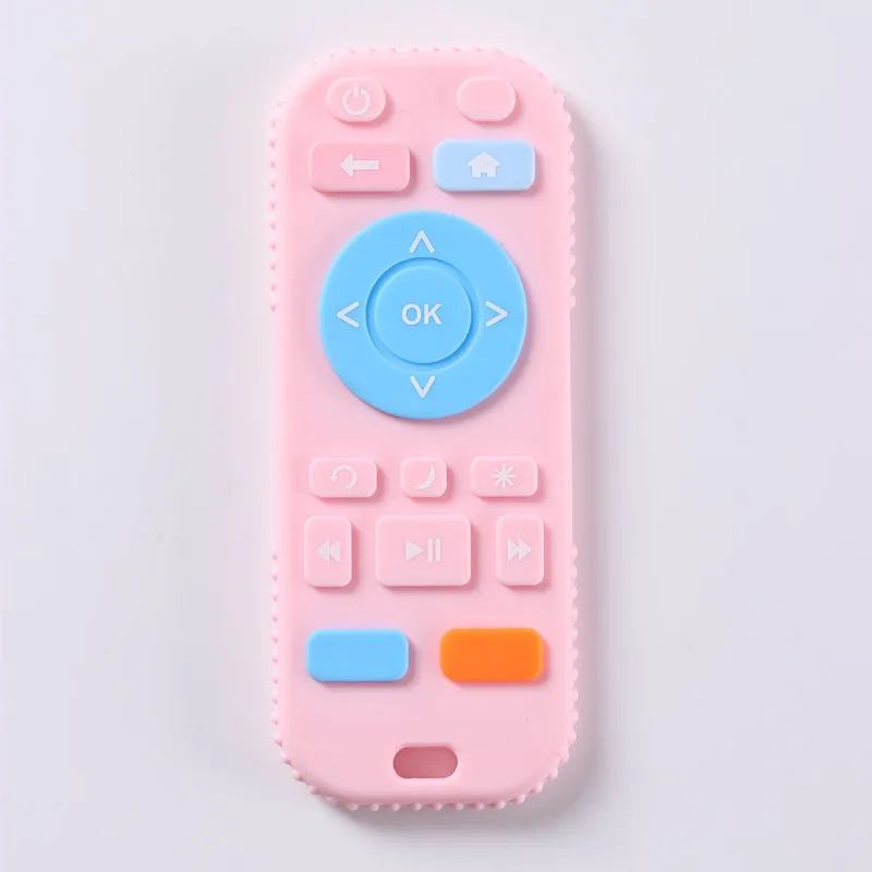 Baby silicone remote control teether baby anti-eating hand teething stick cartoon soothing bite toys