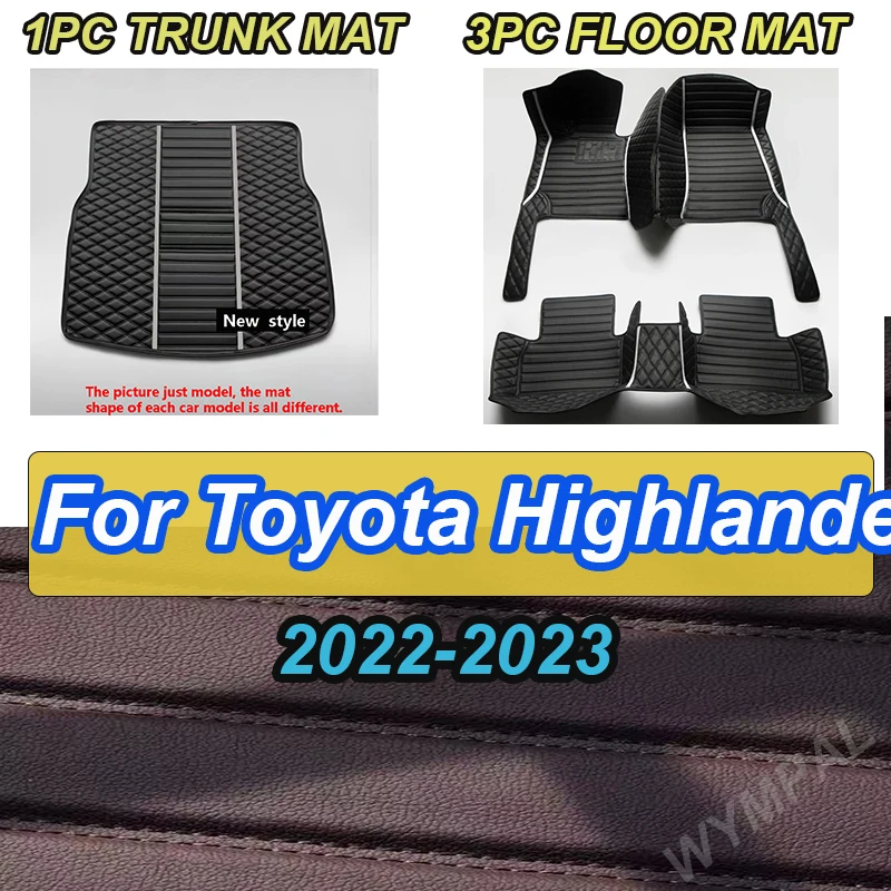 

LUXURY Car Floor Mats For Toyota Highlander (Hybrid/Petrol)7 Seats 2022 2023 Auto Foot Pads Auto Carpet Cover