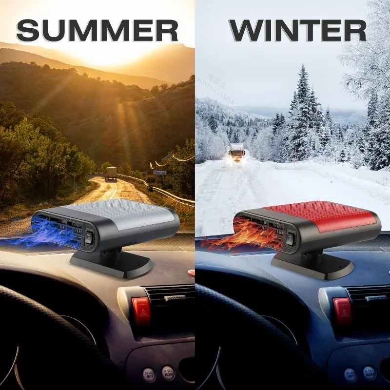 Car Heater Fan 12V/24V 150W/200W Windshield Defogging Demister Defroster Heating Cooling 360°Rotation Energy-saving