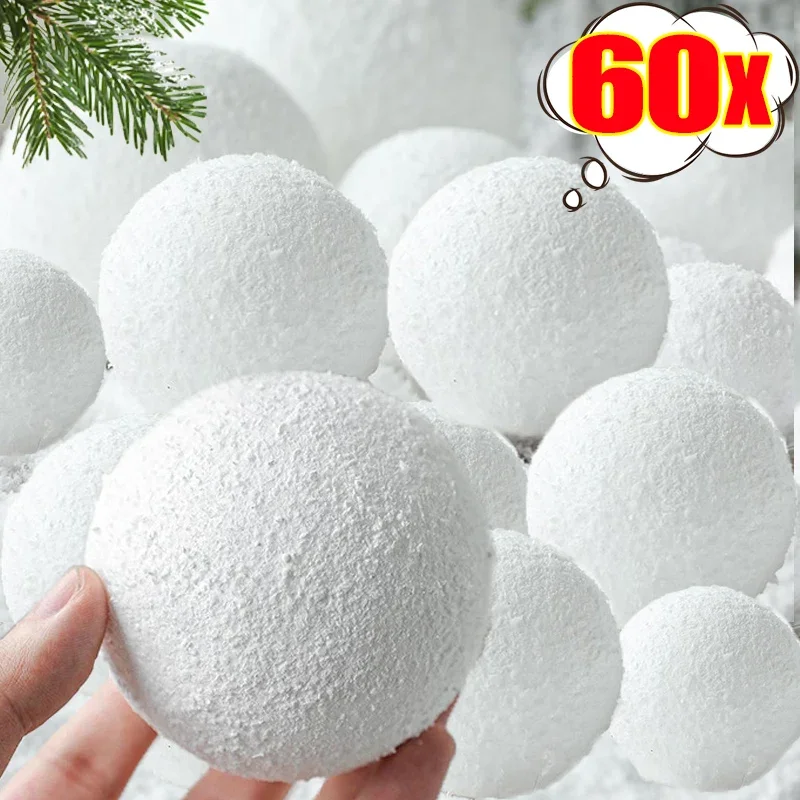 60/6Pcs Foam Snow Balls White Christmas Tree Hanging SnowBalls Ornaments Home Garden Party Xmas New Year Decoration Supplies