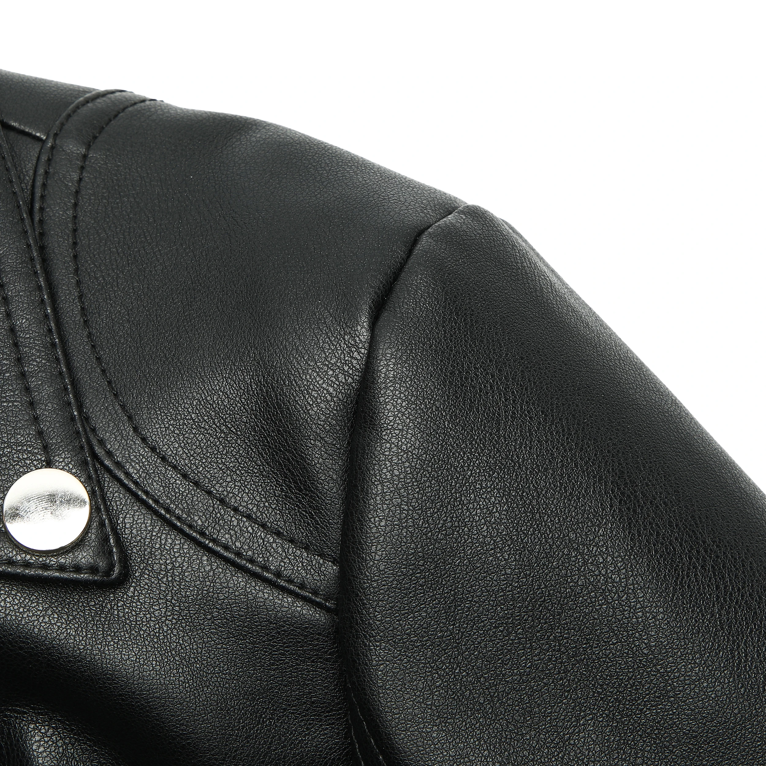 ⭐   女性用バイカースタイルPUレザージャケット - ジッパーとボタン付きビーガンフェイクオートバイジャケット (ブラック/ホワイト/レッド/グリーン)