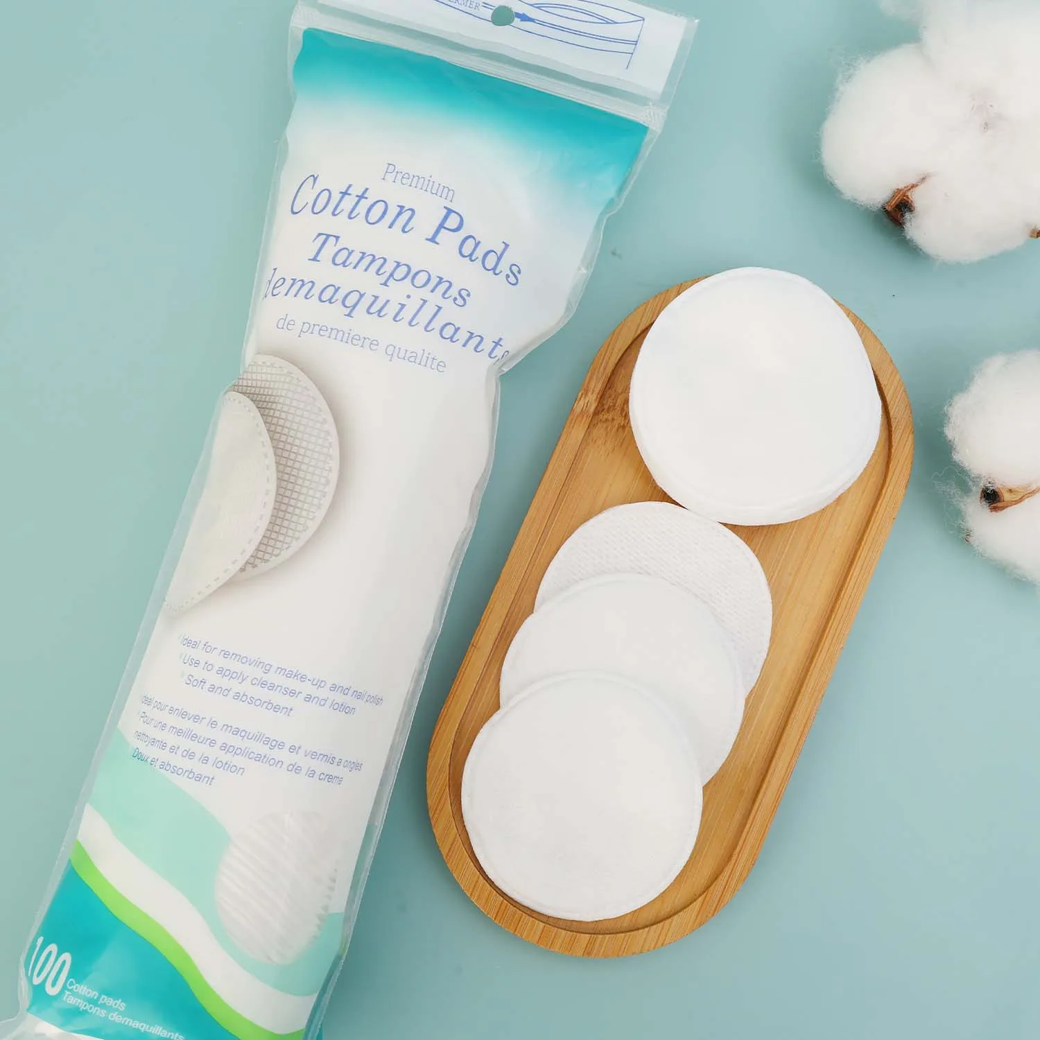 وسادة قطنية مستديرة ناعمة قابلة للتنفس على الوجهين لإزالة طلاء الأظافر والسفر وتنظيف الوجه اليومي وإزالة المكياج