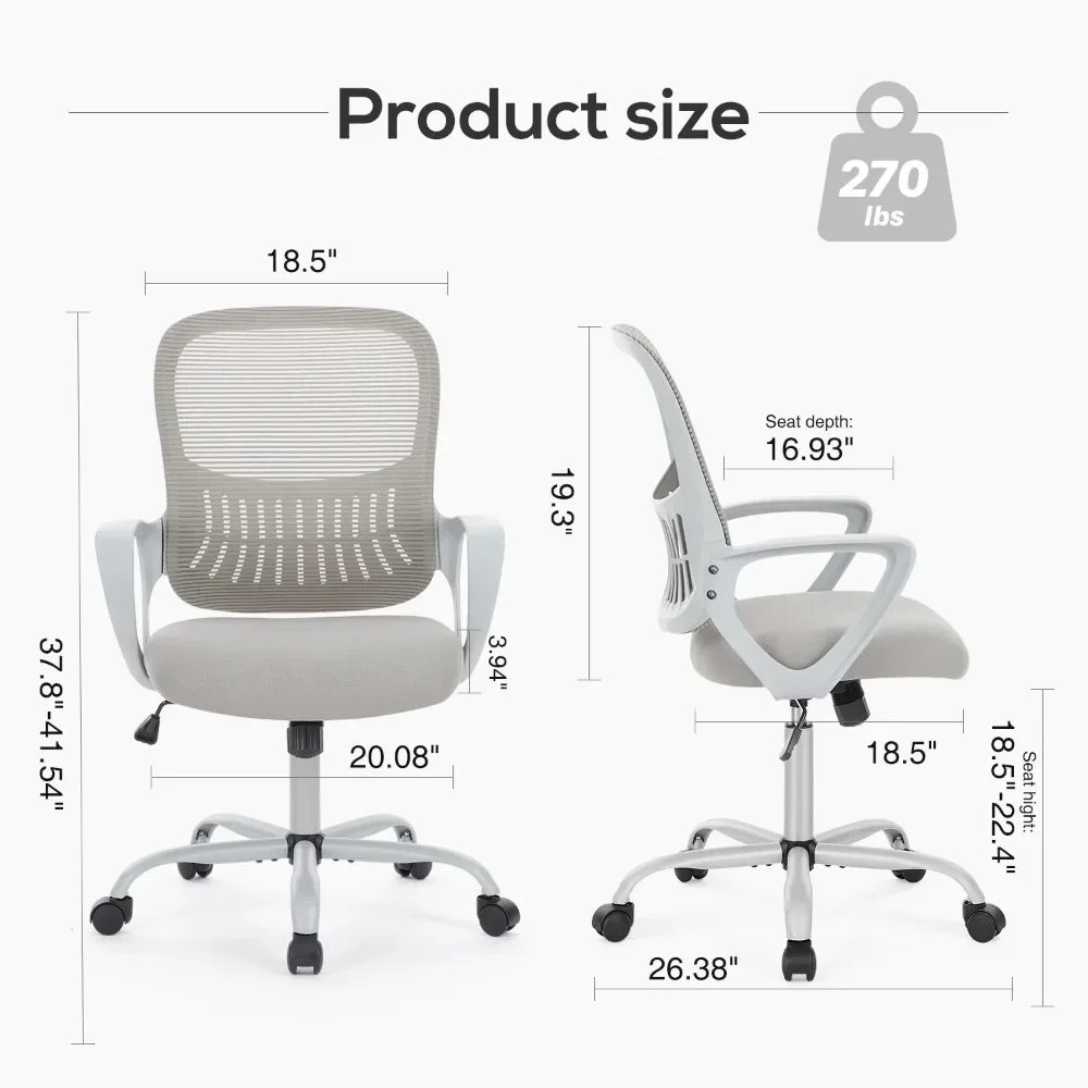 Chaise de Bureau Ergonomique en Maille, Chaises à Comcussion Roulantes, pour Ordinateur, avec Support Lombaire, de Travail