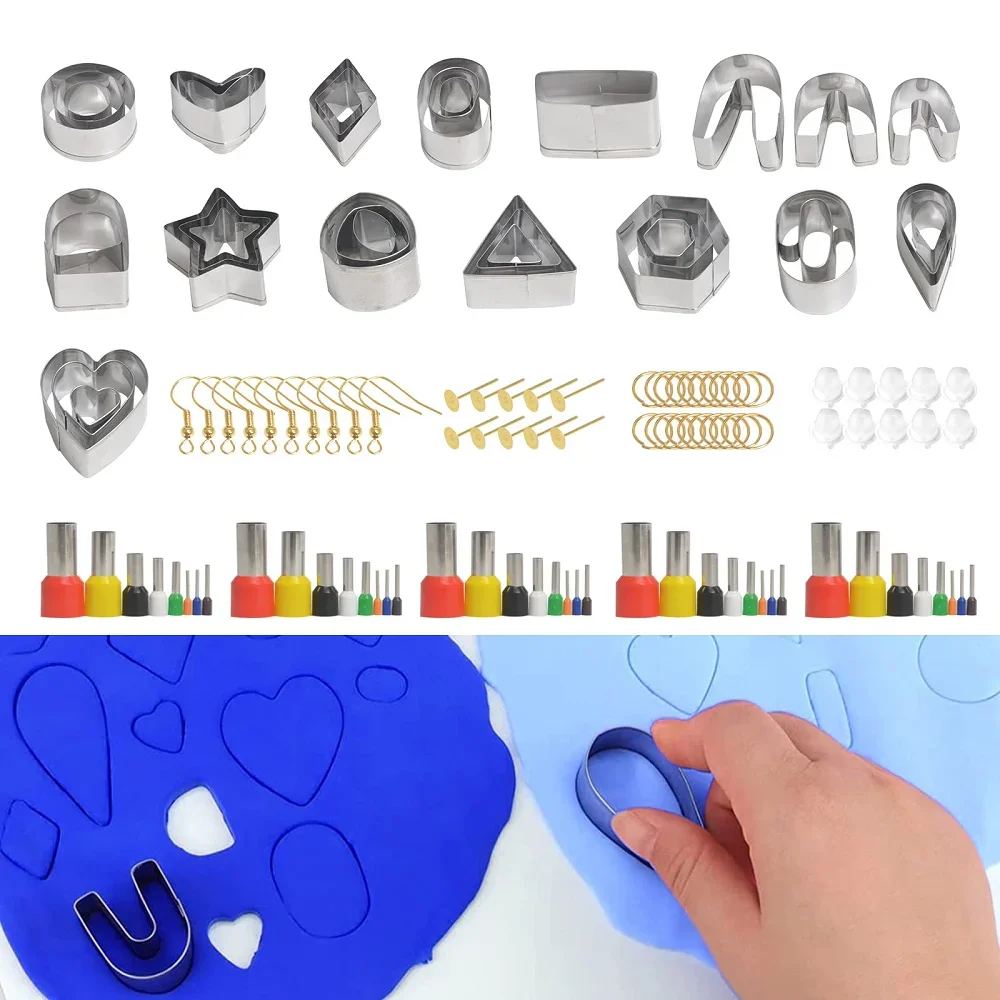 126 Pcs Polymer Clay Cutters Set,36 Stainless Steel Clay Earring Cutters with 40 Circle Cutters and 50 Earrings Accessories,Clay