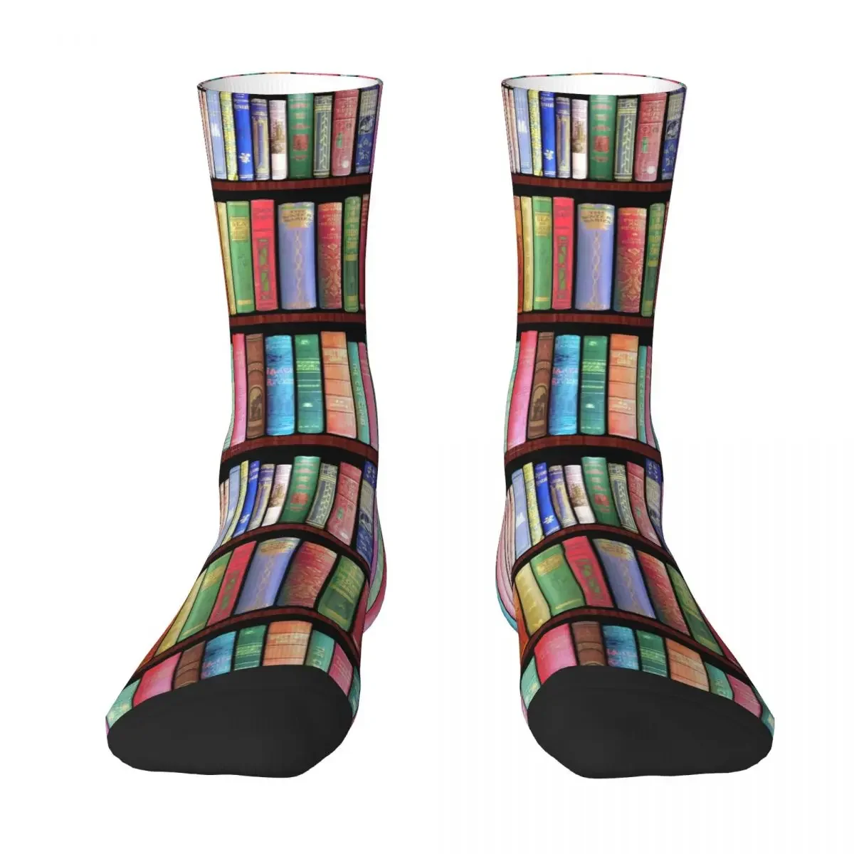 Bookworm Antique Book Library, Vintage Book Shelf Socks Harajuku Sweat Absorbing Stockings All Season Long Socks Accessories