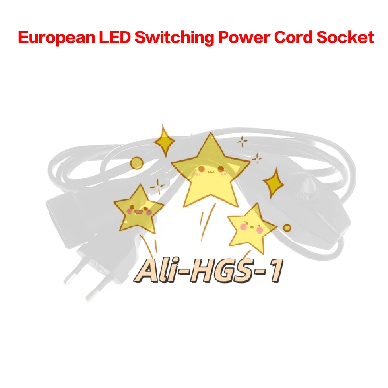 

European 2-Pin Flat LED Power Cord, Male to Female with Silent Dimmer Switch, for Adjustable Lighting