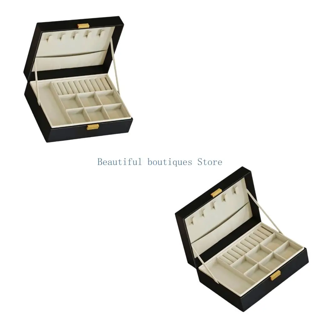 U4LF Vintage Leather Jewelry Box With Balloon Cats Design For Earrings Necklaces Storage