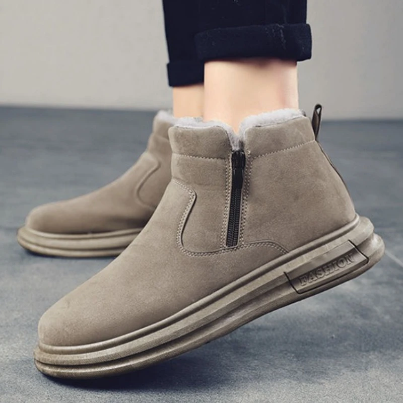 

​ Мужские зимние высокие термозимние ботинки на флисовой подкладке, очень толстые хлопковые уличные противохолодные ботинки для холодной погоды, водонепроницаемые