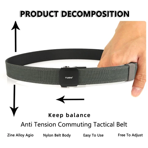 Imagen 2 del producto TUSHI Nuevo cinturón militar para hombre, cinturón de nailon resistente con hebilla automática de Metal, cinturón táctico para trabajo policial, accesorios IPSC