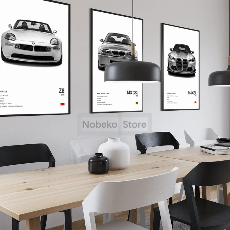 BMW Car Photography Posters BMW M Series Sport Car Prints Canvas Painting Wall Art Pictures Home Living Room Modern Decoration