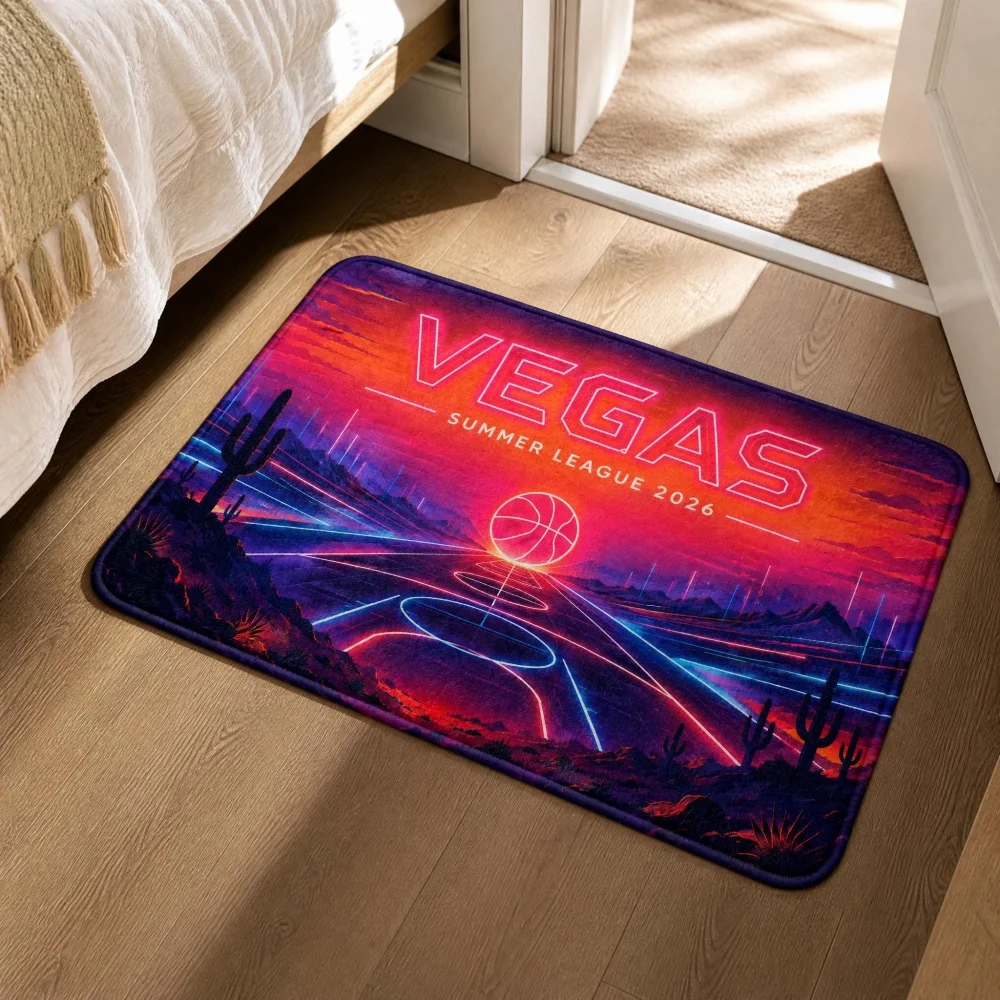 Non Slip Crystal Velvet Doormat Neon Desert Cactus Basketball Sunset Print Indoor Bedroom Entryway Sports Decor Rug