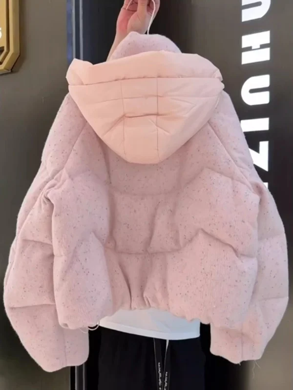 

Korean Style Lazy Unique Design Hat Jacket Thickened Women's Pink Winter New Bread Coat Atmosphere Outerwear Casual Commute