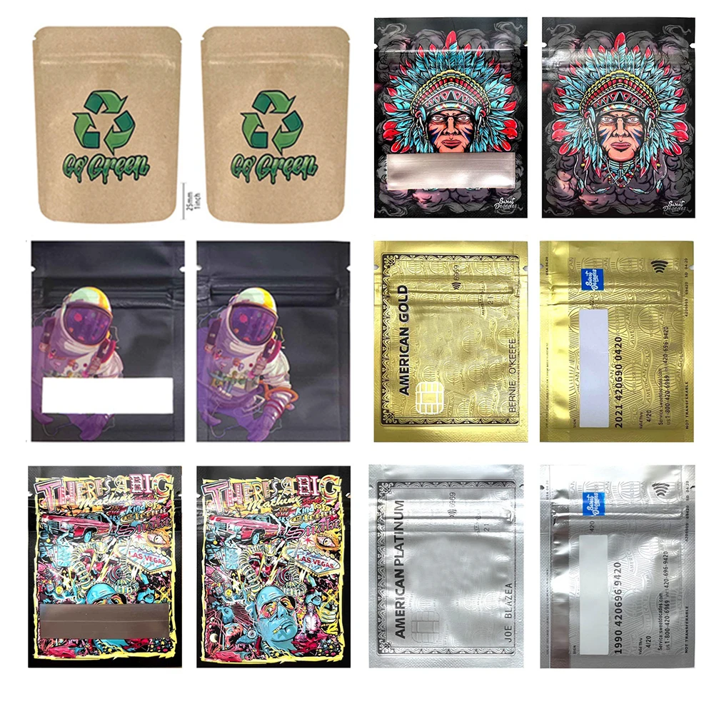 1G 3.5G Mylar-Beutel mit Klarsichtfenster Geruchsdichte Tasche Soft-Touch Leere Zip-Lock 3.5 Verpackung Aufbewahrungsbeutel für Trockenkräuter