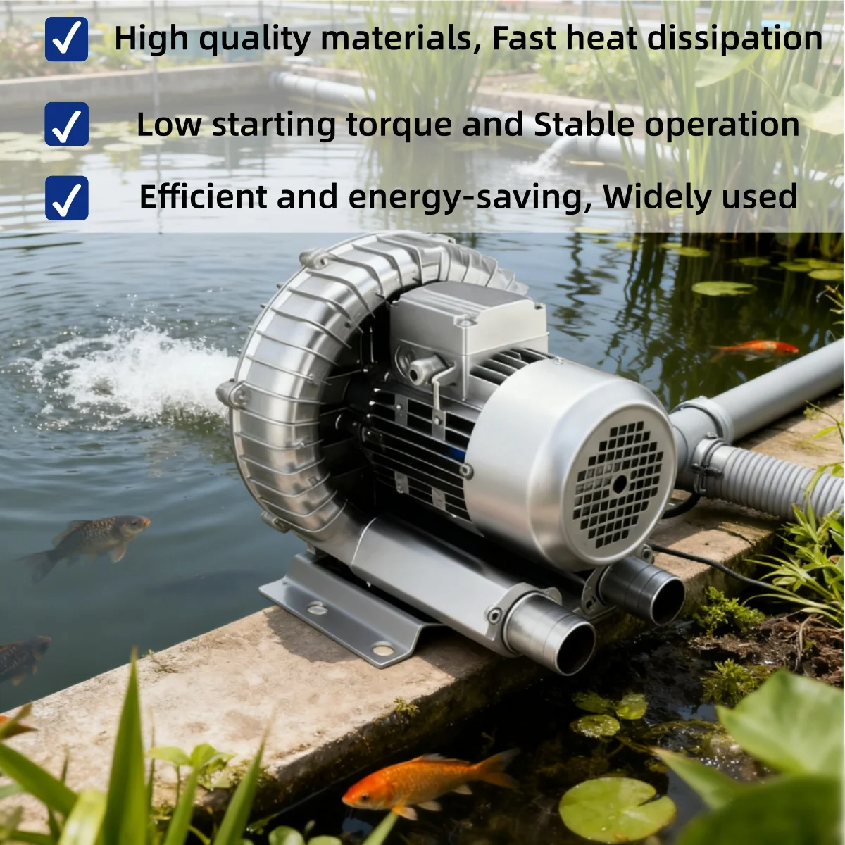 Soplador regenerativo Industrial, soplador de aire Vortex de alta presión para aireación de aguas residuales, acuario, estanque de peces