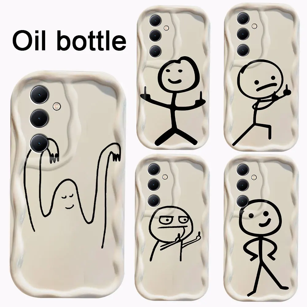 Funny Matchstick Men 3D Wave Phone Case For OPPO Reno 11 F 8 T 7 Z 6 5 4 Pro F23 F11 F9 4G 5G Soft Silicone Back Cover