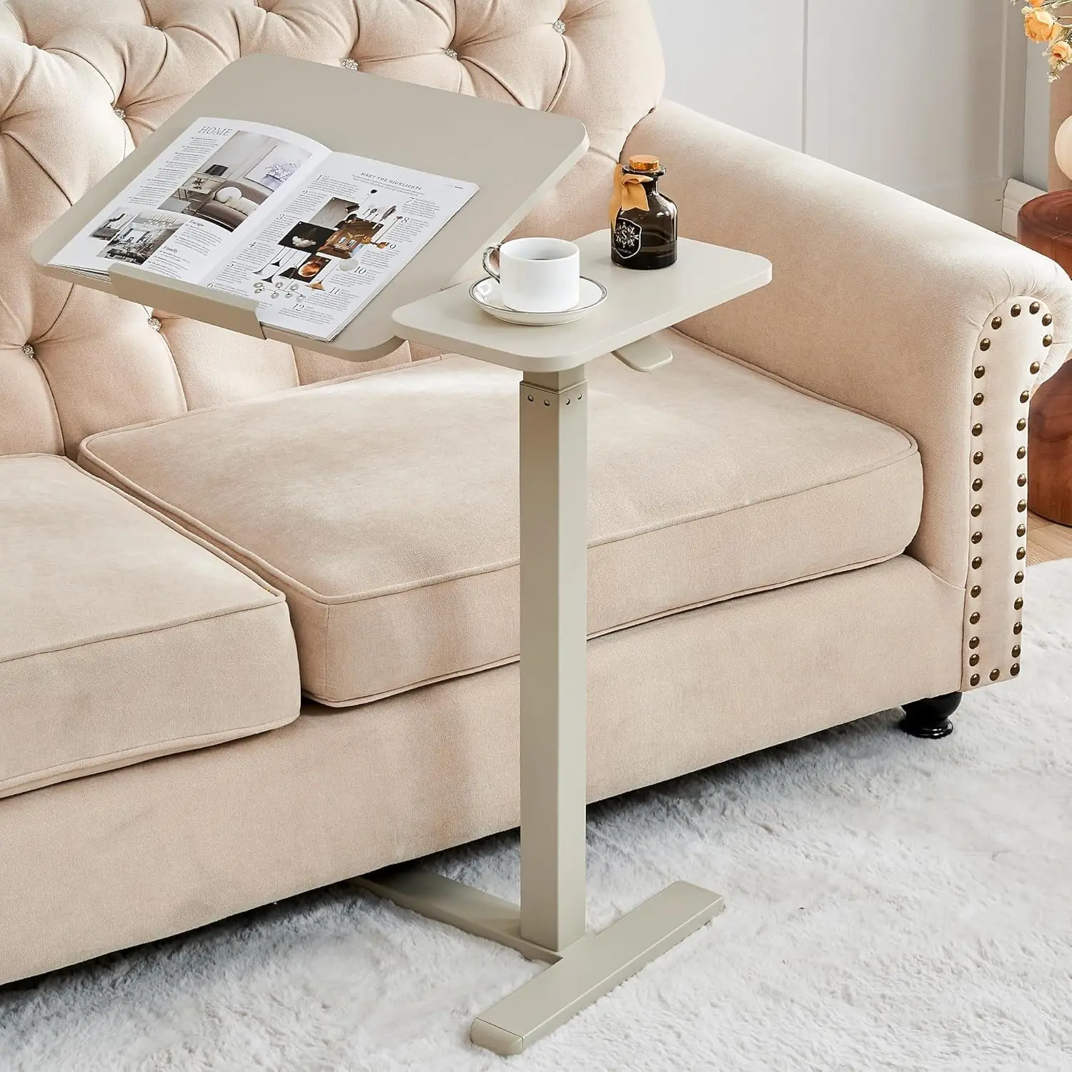 

Регулируемый по высоте прикроватный столик с наклонной столешницей, стоячий стол, больничная кровать, столик, прикроватный диван, приставной столик 16 дюймов Д x 28 дюймов Ш, правый