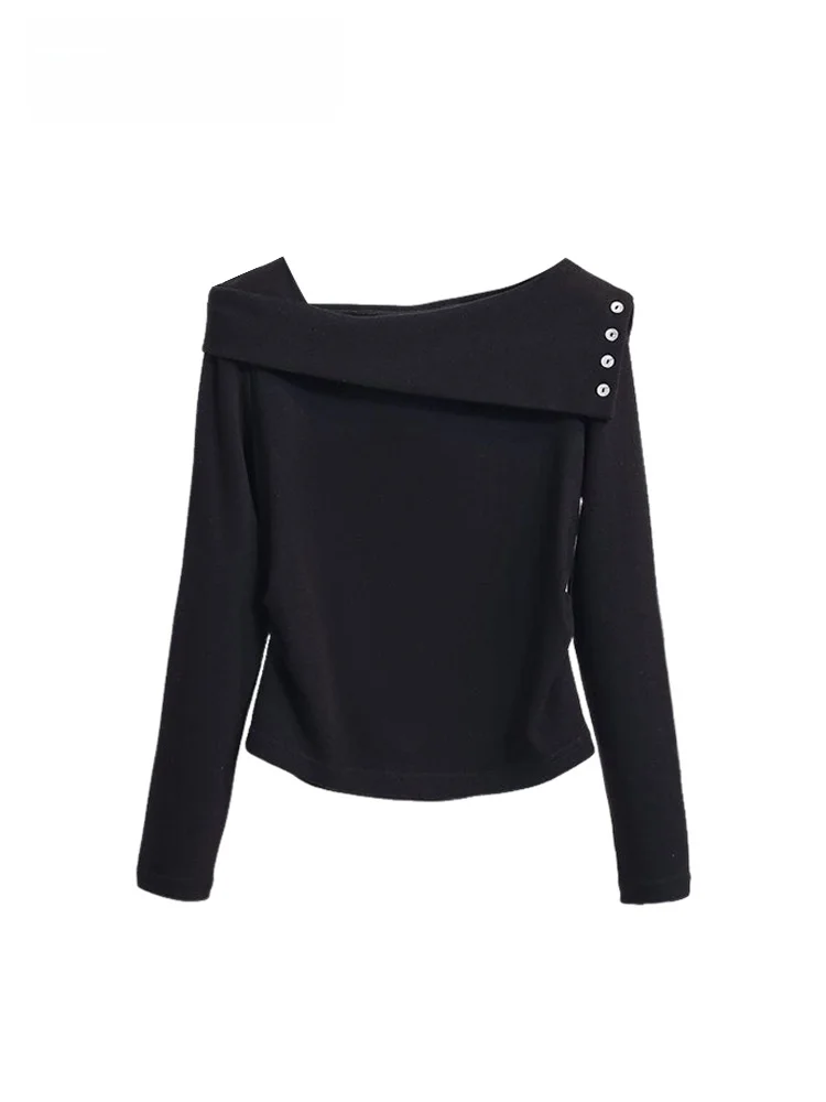 

plus Size One oulder Long Sve T-irt Women Early Spring New Sle Slimming Versatile Design Korean Sle plus Size Top