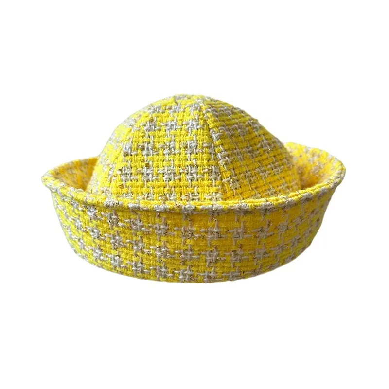 

Vintage Tweed Berets Sailor Hat Japanese Ins Versatile Naval Style Hat Women's Winter Fashion Party Warm Bucket Hat Nurse's Cap