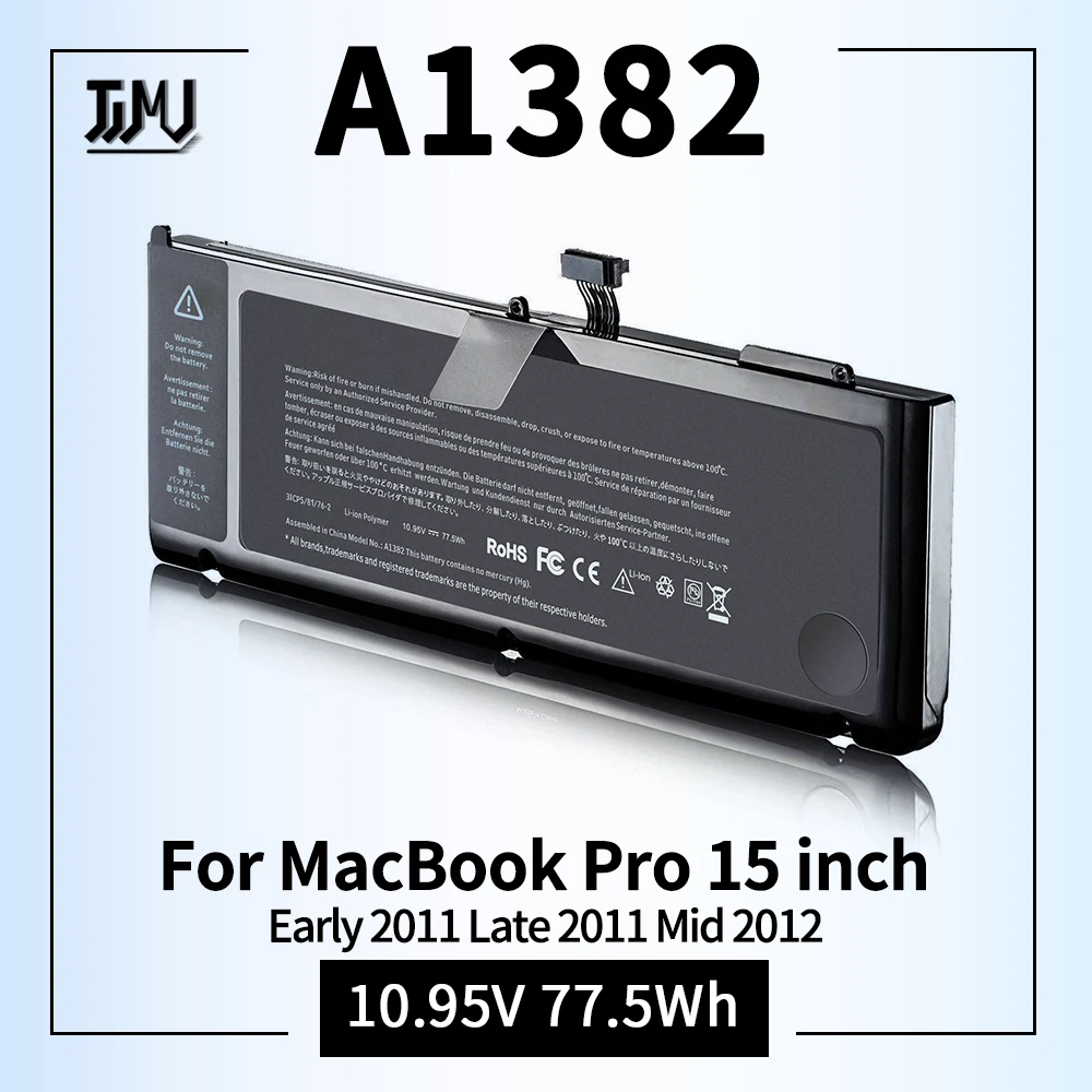 

A1382 A1286 Laptop Battery for MacBook Pro 15 inch Early 2011 Late 2011 Mid 2012 MC721LL/A MC723LL/A MD035LL/A MD318LL/A