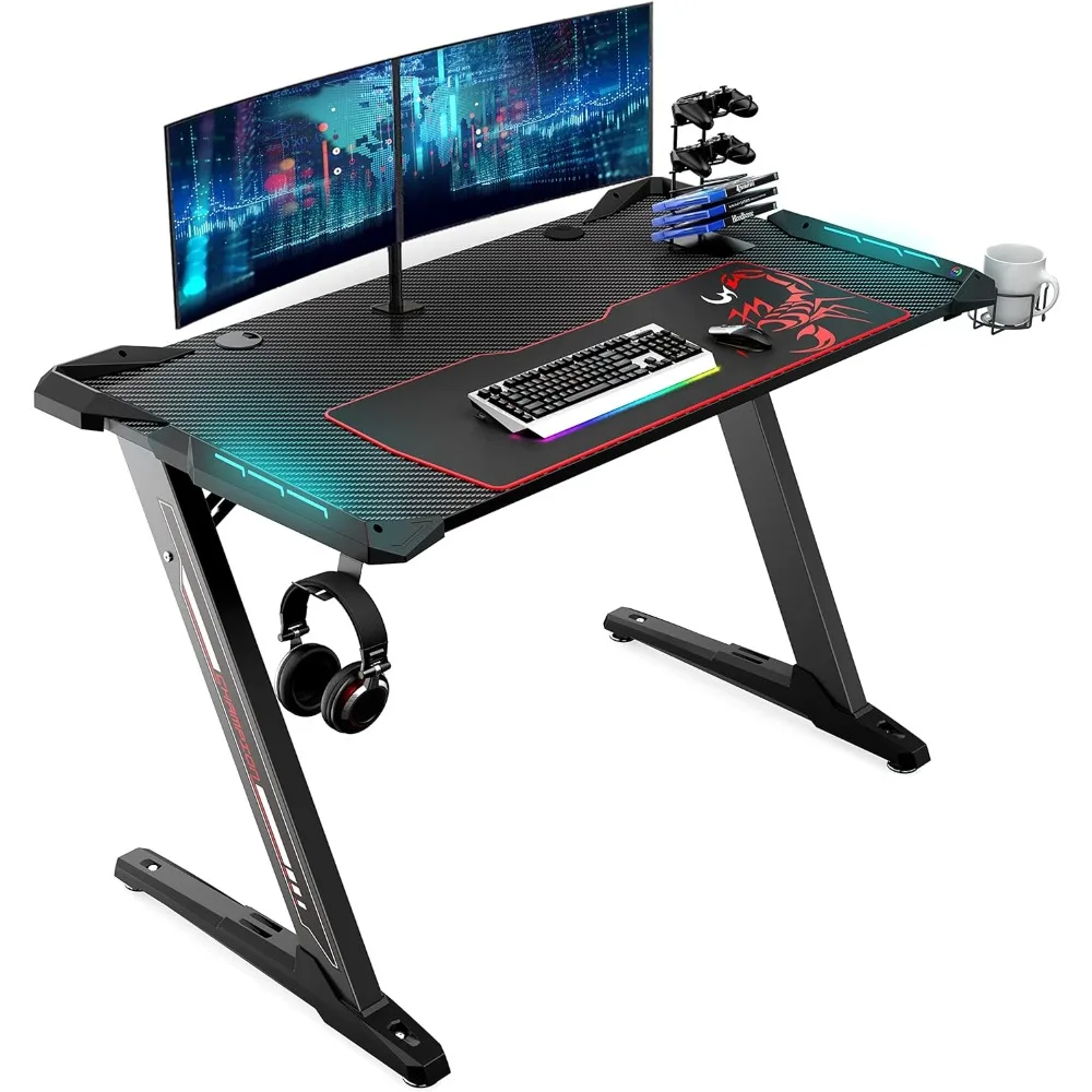 

EUREKA ERGONOMIC Z1-S Pro Gaming Desk 44.5" Z Shaped Home Office PC Computer Desks Gamer Tables with LED Lights Controller