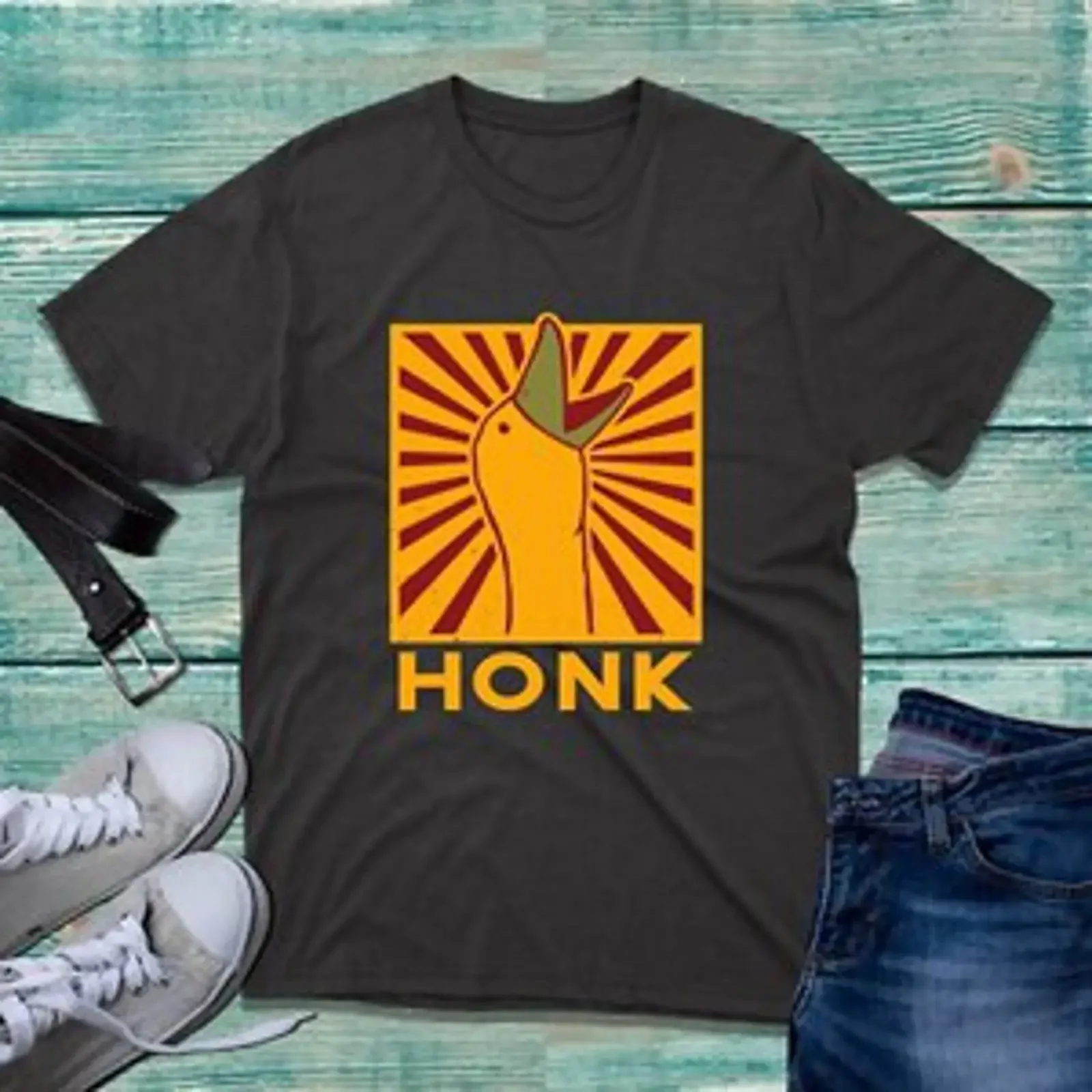Honk Meme T Shirt Triggered Goose Peace Was Never An Option Geschenk Top vintage Washed graphic Casual Comfortable homme