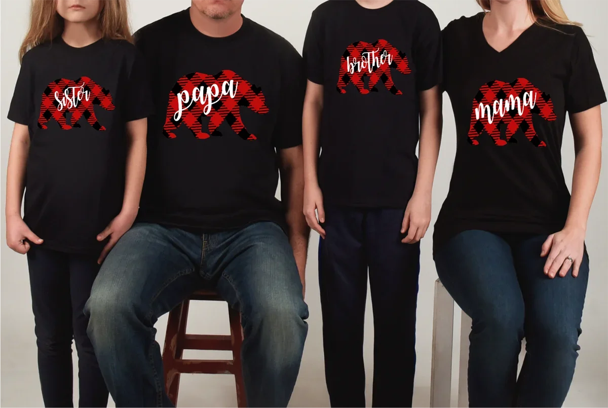 

Papa and Mama and Brothers and Sisters Bear T-Shirt Family Matching Outfits Gift Mom and Dad and Children Bear Family T-shirt