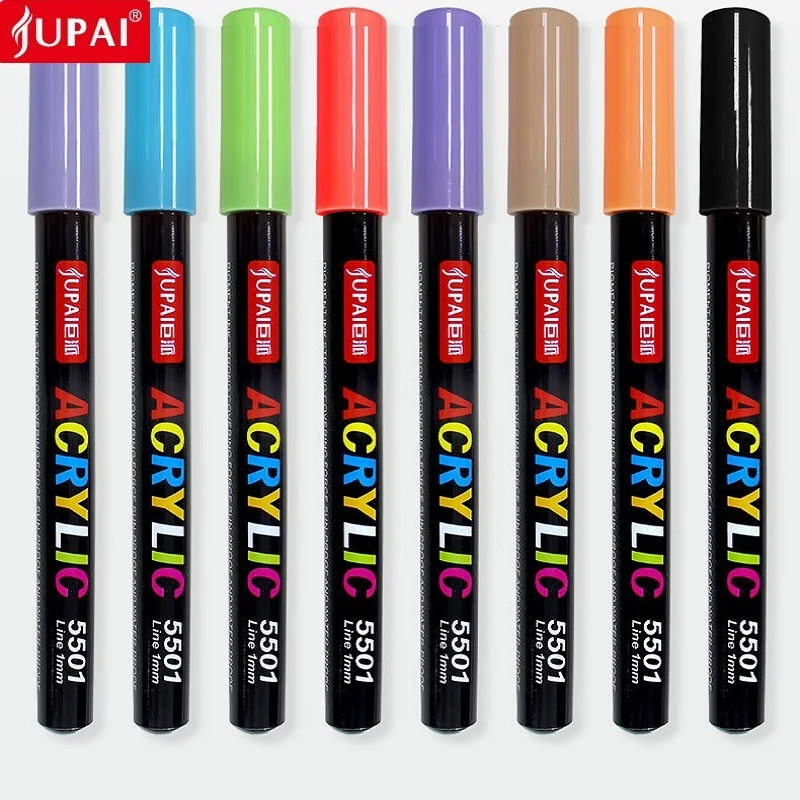 Jupai 1PCS Acrylic Marker Pens Plumones Waterproof No Fading 24Color Painting Stationery Ceramic Glass Fabric Graffiti