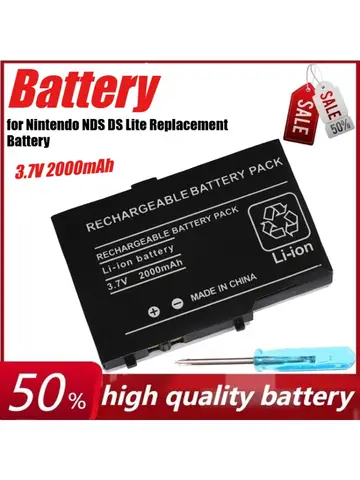Batterie Rechargeable 3.7V 2000mAh pour Nintendo NDS DS Lite, batterie de remplacement avec tournevis pour DSL NDSL