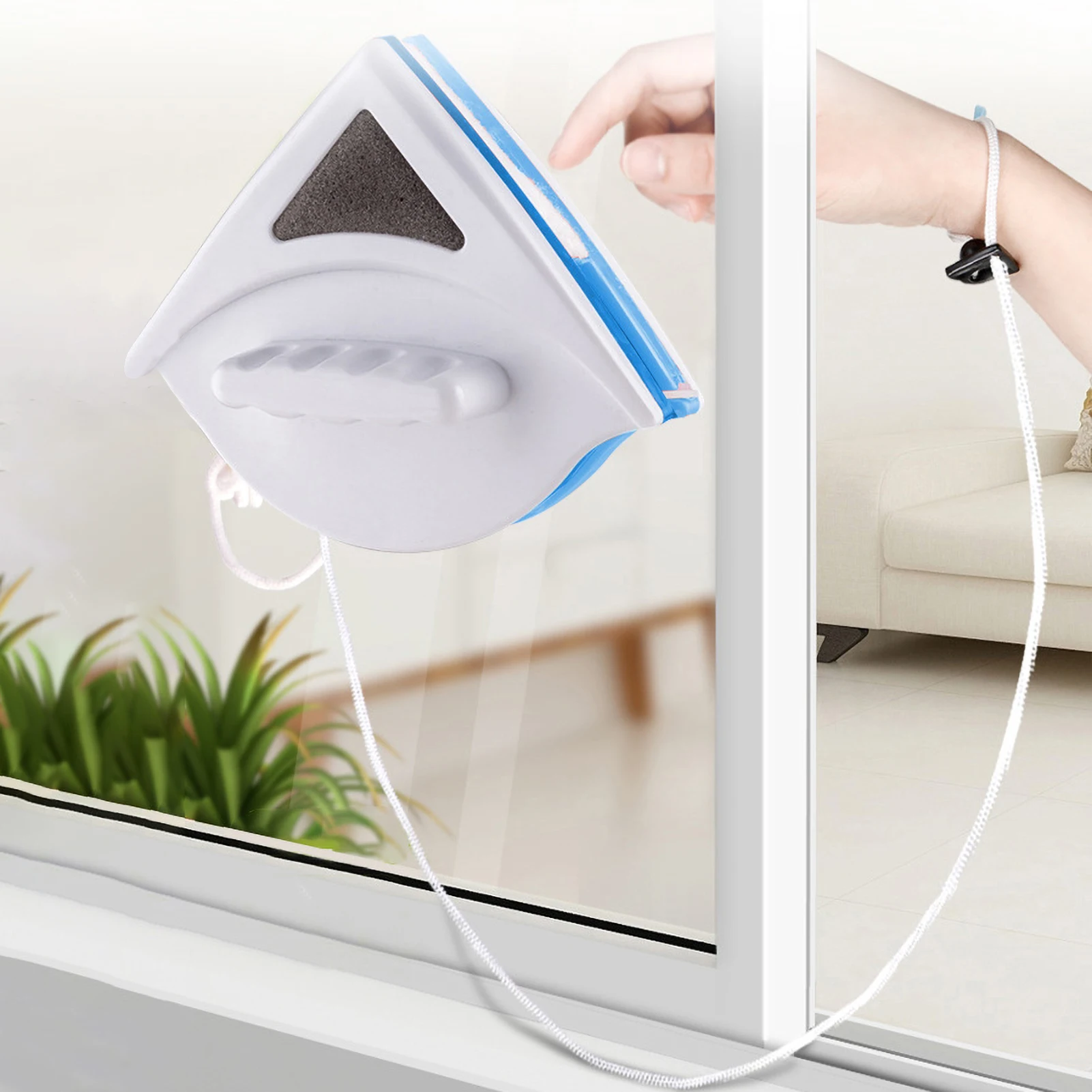 Glass Wiper Window Cleaner Surface Cleaning Brush Double-side Magnetic Triangle Cleaning Tools for High House Glass Windows