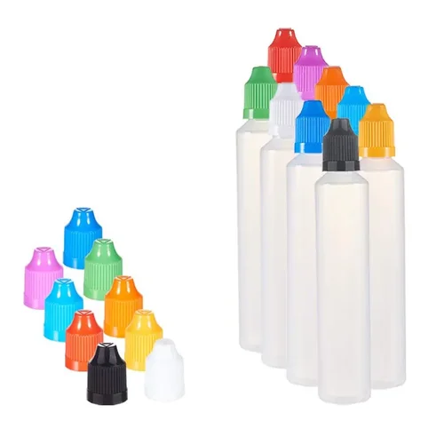 5 uds 30ml 60ml botellas vacías de plástico de boca pequeña botellas cuentagotas delgadas pueden apretar almacenamiento de líquidos contenedores de agua recargables