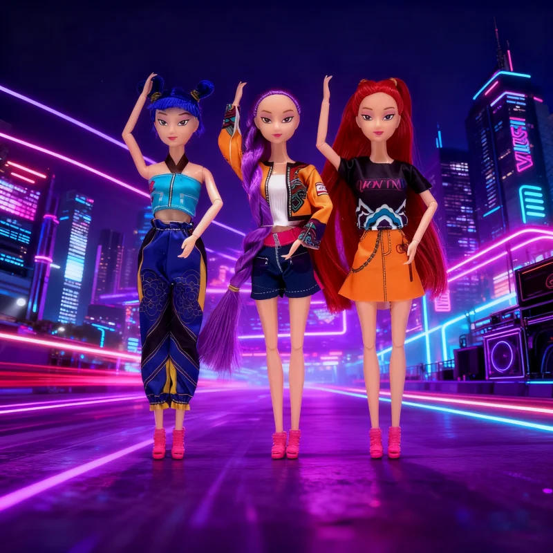 

2025 New Kpop Demon Hunters Anime Figure Toy Rumi Mirazoi Vinyl Toy Fashion Three Person Set Festival Gift Bedroom Decoration