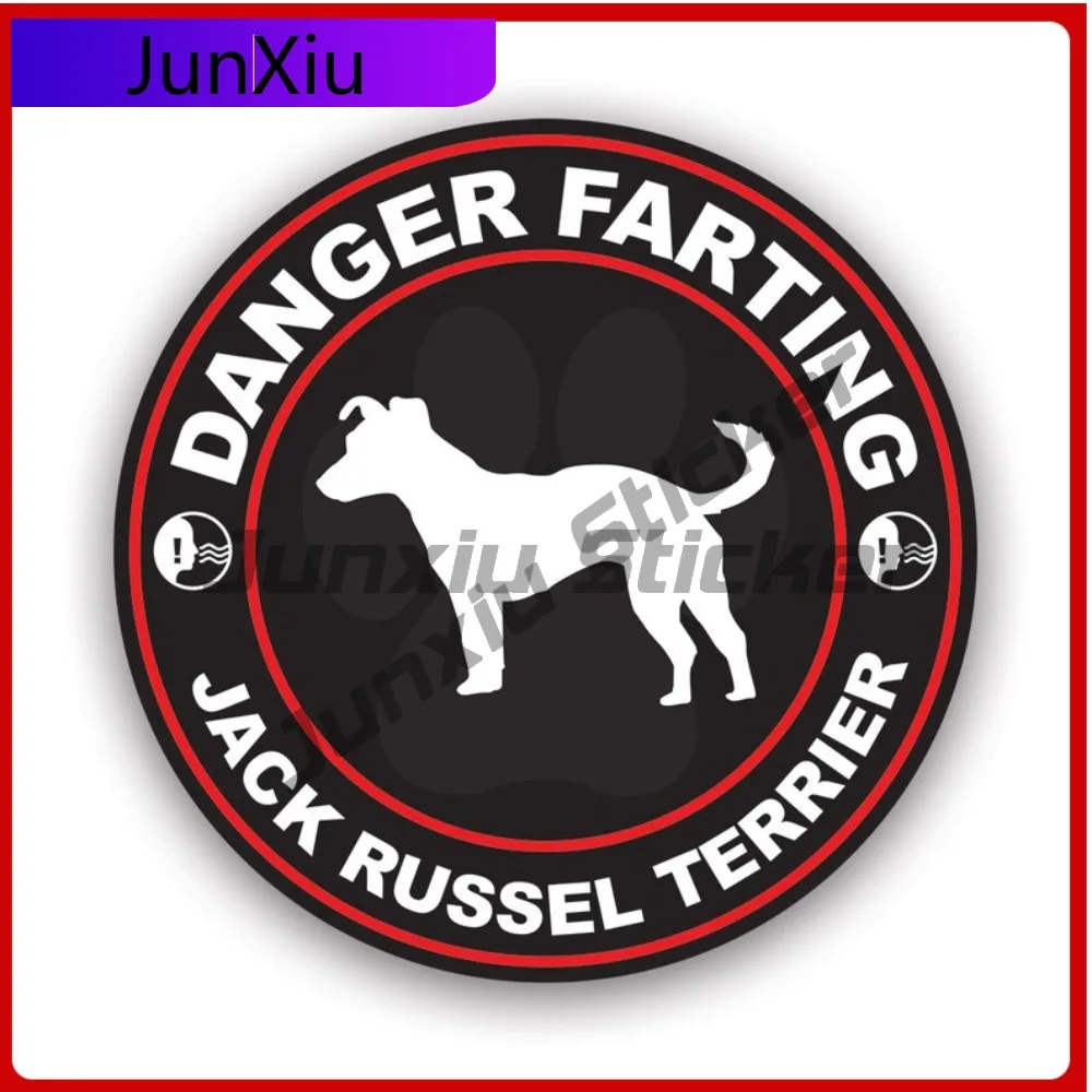 Danger Farting Jack Russel Terrier Sticker Cute Laptop Waterproof Vinyl Decal For Motocross Unique Sticker Creative Creative
